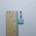 12 mm Blue Larimar square shape ellipse CZ sterling silver pendant necklace