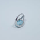 Size 7 - Oval Blue Larimar sterling silver ring