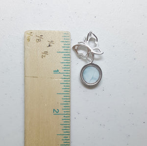 Butterfly on the Moon Blue Larimar round shape sterling silver pendant necklace