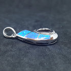 Shiny Shell Opal Garnet CZ teardrop shape  sterling silver pendant necklace