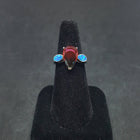 Size 9 - Blue Fire Opal micro CZ Tourmaline Diamond shape sterling silver ring