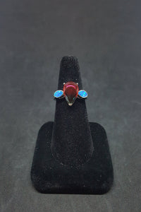 Size 9 - Blue Fire Opal micro CZ Tourmaline Diamond shape sterling silver ring