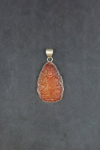 Buddha charm Jade sterling silver pendant