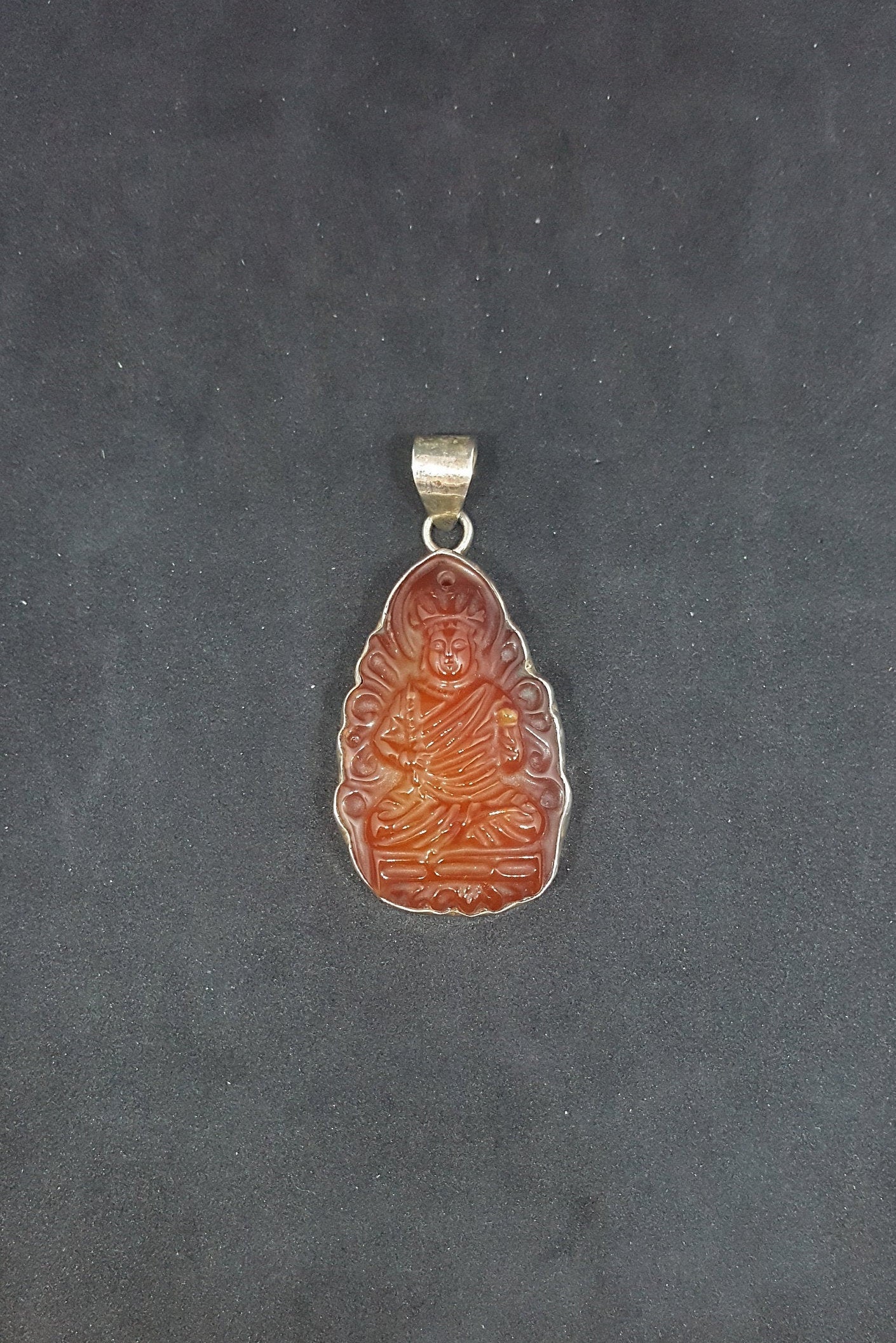Buddha charm Jade sterling silver pendant