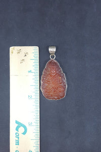 Buddha charm Jade sterling silver pendant