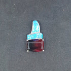 Hat Blue Fire Opal Tourmaline rectangle shape sterling silver pendant necklace