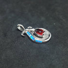 Octopus Blue Fire Opal micro CZ Garnet teardrop shape sterling silver pendant necklace