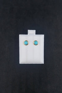 5mm Round 14k gold Sleeping Beauty Turquoise post earrings