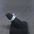 Size 7 1/2 - Blue Fire Opal micro CZ Amethyst Heart shape Royal style sterling silver ring