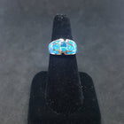 Size 8 1/2 - Blue Fire Opal Topaz Oval Shape Sterling Silver ring