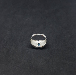 Size 8 1/2 - Blue Fire Opal Topaz Oval Shape Sterling Silver ring