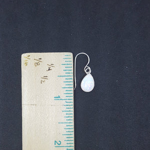 Simple Teardrop White Fire Opal sterling silver dangle earrings