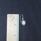 Oval White Fire Opal Dots sterling silver dangle earrings