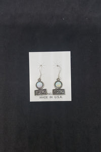 Y2K 6 mm round Fire Opal sterling silver dangle earrings