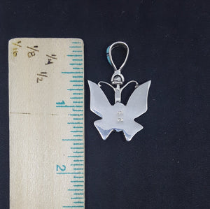 Native Butterfly inlay Turquoise White Fire Opal sterling silver pendant