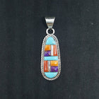 Inlay Turquoise Purple Turquoise Spiny Oyster symmetrical style sterling silver pendant - Vintage