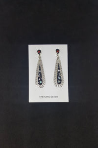 Galaxy Native Feathers Micro-inlay multi-stone teardrop shape sterling silver stud earrings