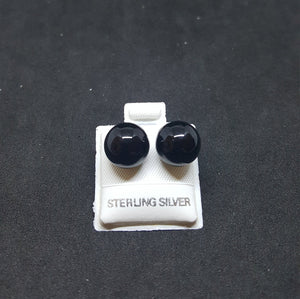 10 mm Sphere Black Onyx sterling silver stud earrings