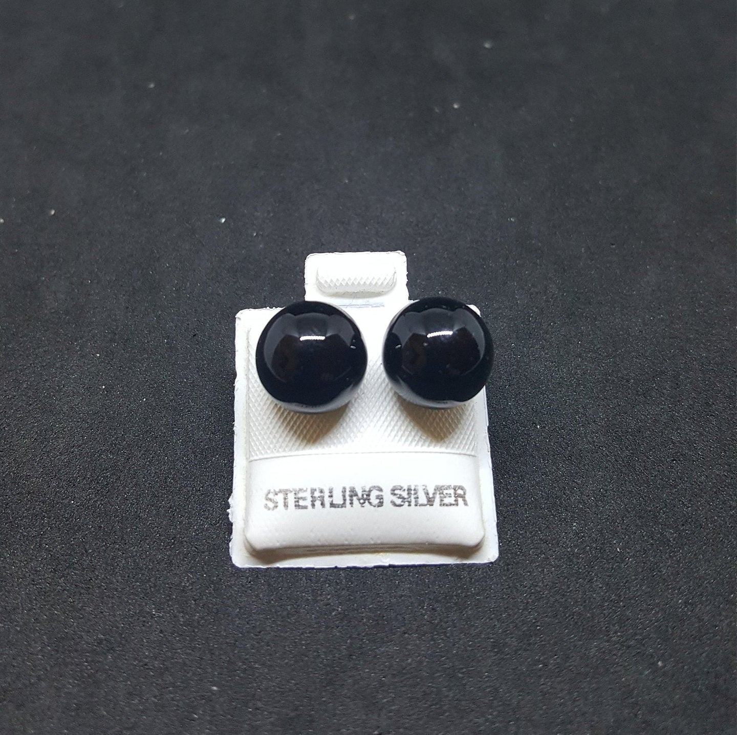 10 mm Sphere Black Onyx sterling silver stud earrings