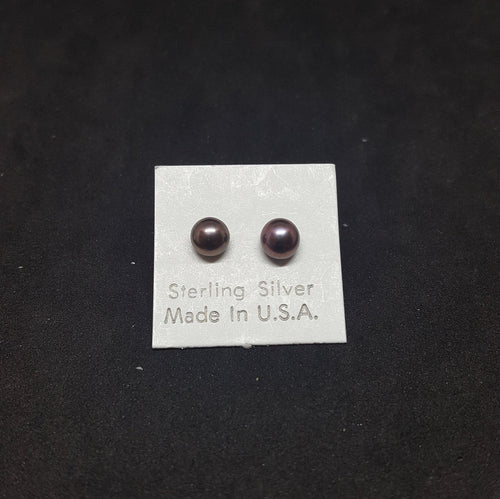 5 mm Sphere Peacock Mother of Pearl sterling silver stud earrings