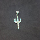 Cactus Kingman Turquoise Blue Fire Opal sterling silver pendant necklace