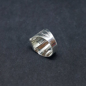 Size 10 3/4 - Native city and Mountain and night sky  Rectangle Micro-inlay multi-stone sterling silver ring