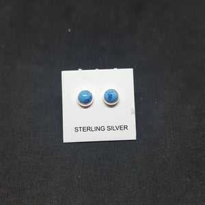 3 mm round Natural Turquoise sterling silver stud earrings