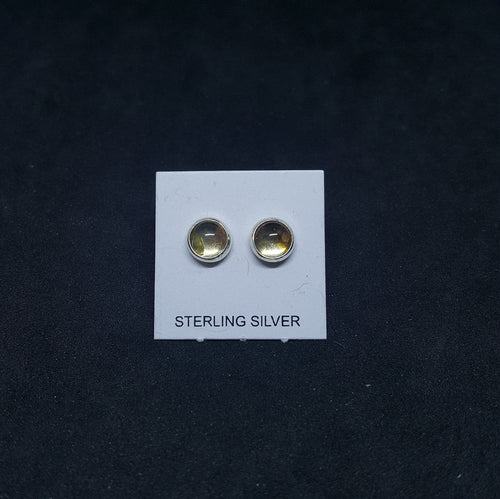 5 mm round Citrine sterling silver stud earrings