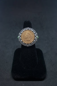 Rare 1905 Indian Head penny great condition turquoise sterling silver ring size 8 1/2