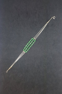 7 inches Jade sterling silver beaded bracelet