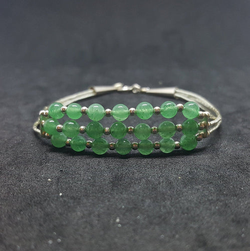7 inches Jade sterling silver beaded bracelet