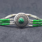7 inches Round Malachite sterling silver beaded bracelet