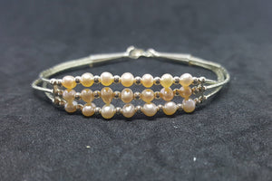 7 inches Mother of Pearl sterling silver beaded bracelet