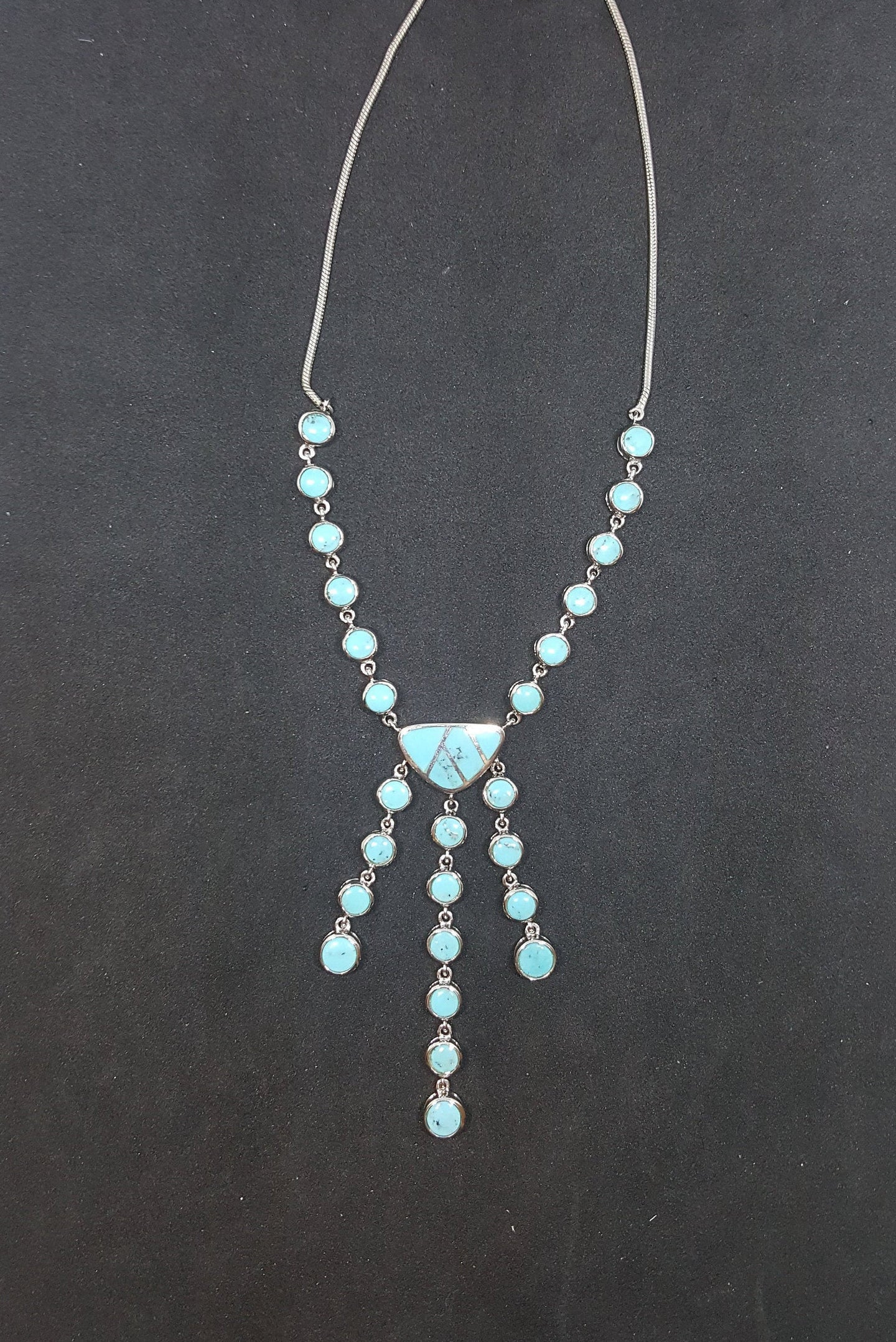 18 inches Turquoise sterling silver beaded necklace