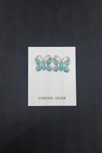 Baby Butterflies Turquoise sterling silver post earrings