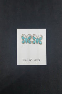 Baby Butterflies Turquoise sterling silver post earrings