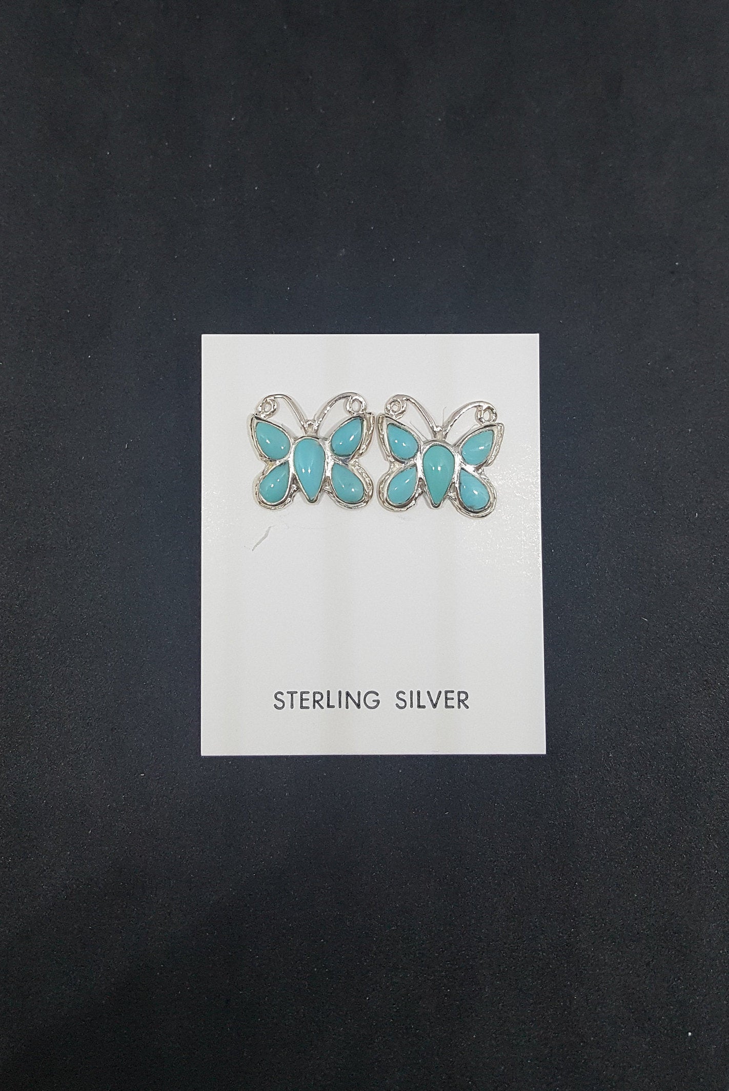 Baby Butterflies Turquoise sterling silver post earrings