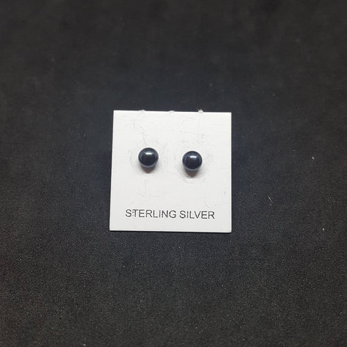 3 mm Black Onyx sterling silver stud earrings