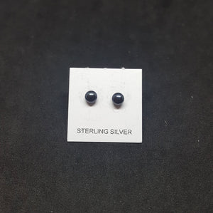 3 mm Black Onyx sterling silver stud earrings