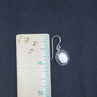 Petit points Oval White Fire Opal sterling silver dangle earrings