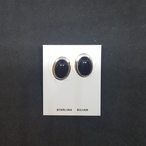 Black Onyx sterling silver stud earrings