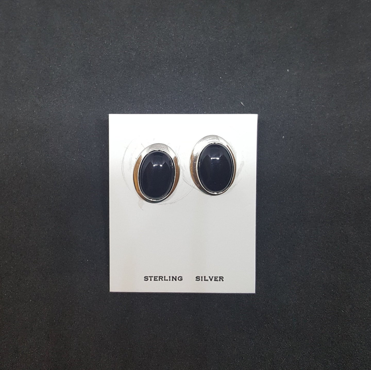 Black Onyx sterling silver stud earrings