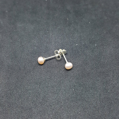 3 mm Mother of Pearl sterling silver post earrings