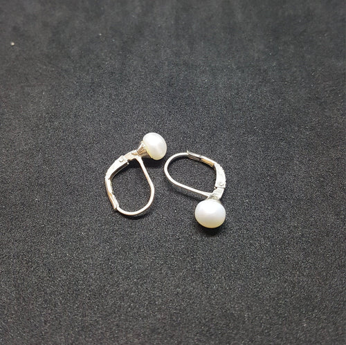 5 mm Mother of Pearl Sphere shape Sterling Silver hoop earrings