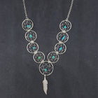 Dream Catchers with Feather Turquoise sterling silver charm necklace