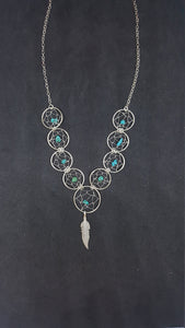 Dream Catchers with Feather Turquoise sterling silver charm necklace