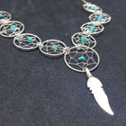 Dream Catchers with Feather Turquoise sterling silver charm necklace