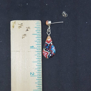 New Southwest Fireworks Black Onyx Mother of Pearl Turquoise Opal Coral teardrop shape sterling silver post earrings