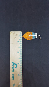 Southwest The White Arrow Kingman Turquoise Mother of Pearl Black Onyx Spiny Oyster diamond shape shell sterling silver post earrings