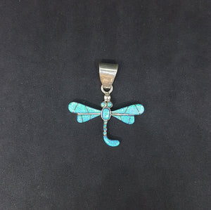 Little Dragonfly Blue Fire Opal sterling silver pendant necklace